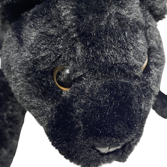 FAO Schwarz Black Panther Cat Floppy Plush 15” Laying Down Golden Eyes Soft - Picture 4 of 13